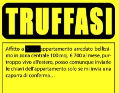 Recale truffa affitto casa 28 ottobre