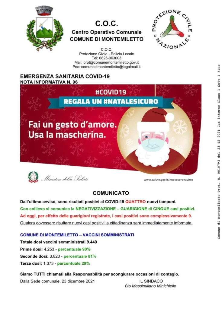 Covid montemiletto 23 dicembre