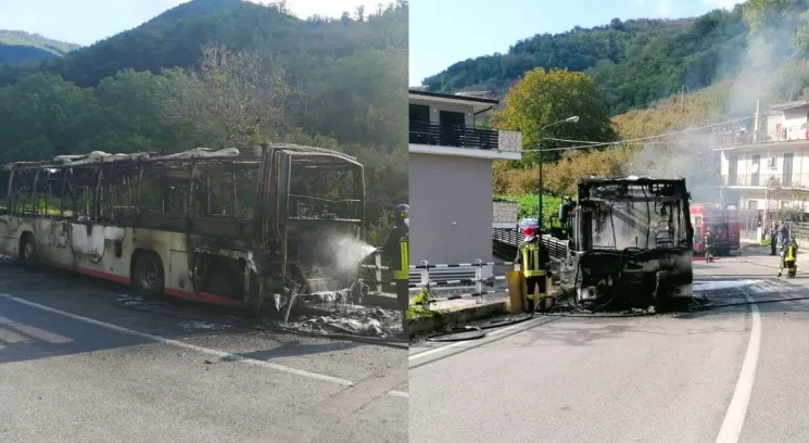 incendio autobus monteforte irpino cos'è successo