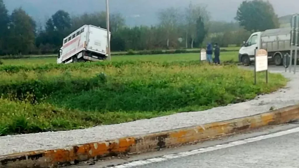 alife camion contro rotonda fossato