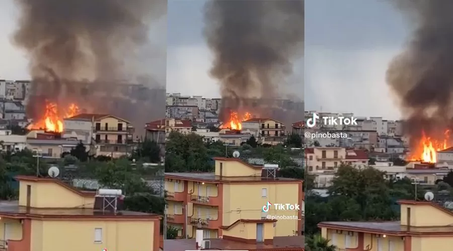 maltempo napoli fulmine incendio