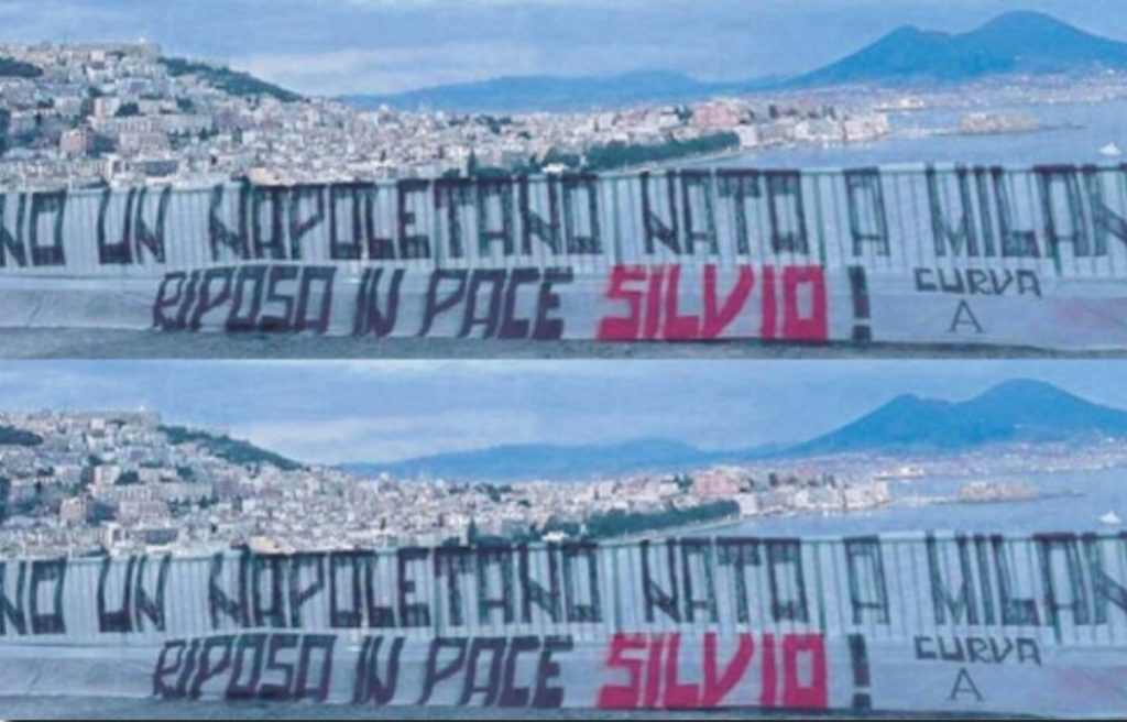 striscione tifosi napoli morte silvio berlusconi