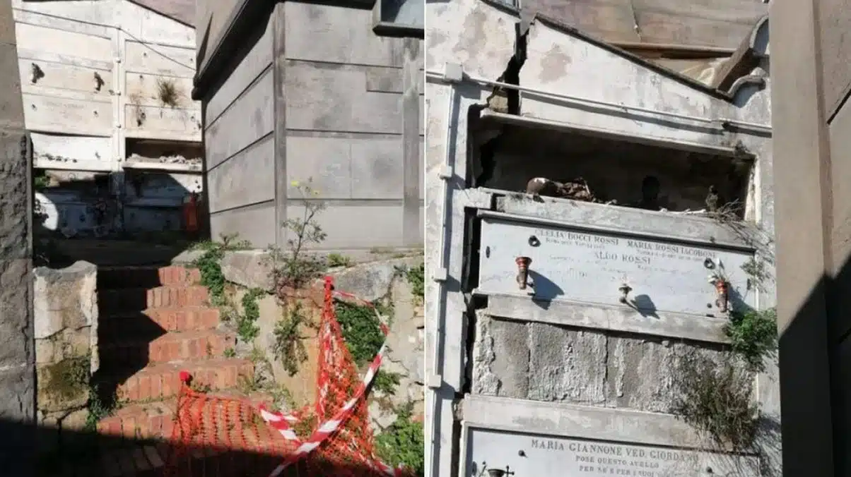 cimitero poggioreale lapidi rotte ossa scoperte