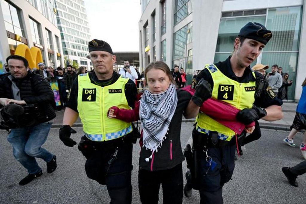 proteste contro israele eurovision arrestata greta thunberg