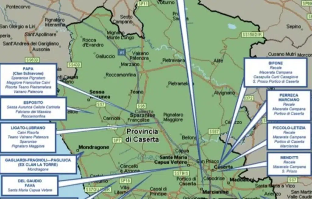 camorra clan provincia caserta mappa 2024