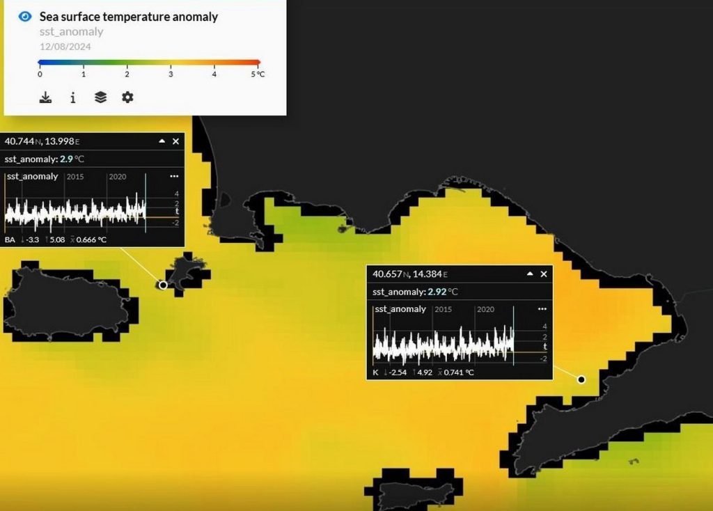 Aumenta temperatura mare Golfo Napoli allarme Arpa eventi estremi