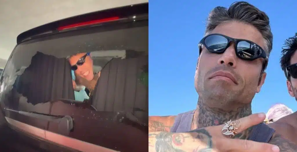 incidente fedez vetro auto