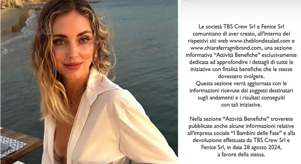 chiara ferragni attività benefiche