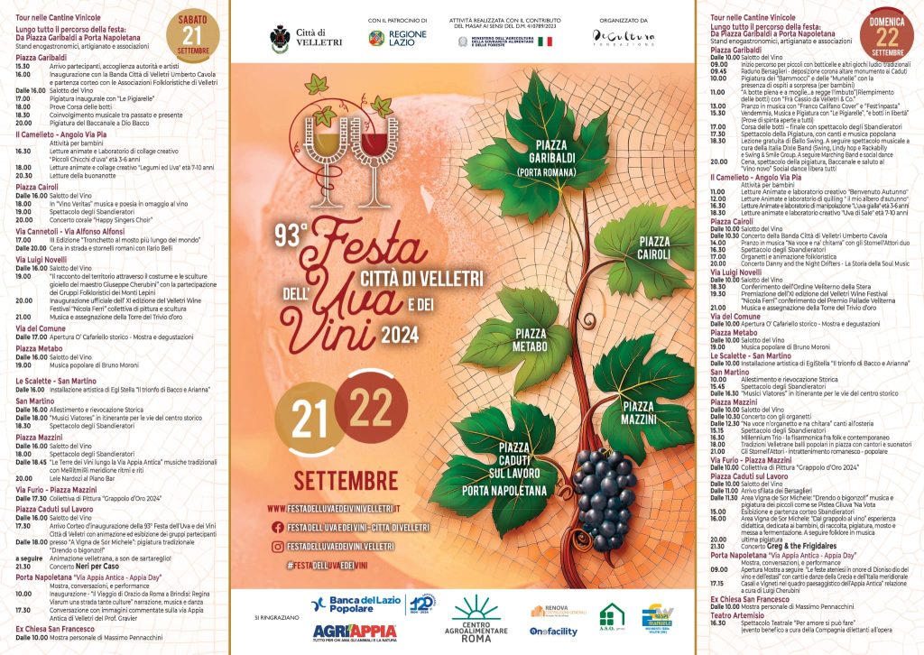 Velletri, ecco il programma della 93esima Festa dell’Uva e dei Vini