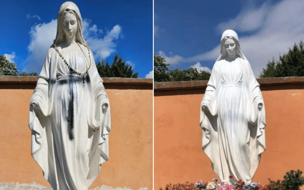 Vandalizzata statua madonna scafati