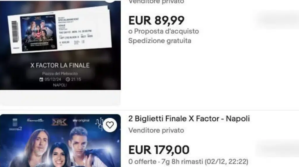 napoli biglietti gratuiti finale x factor rivenduti prezzi