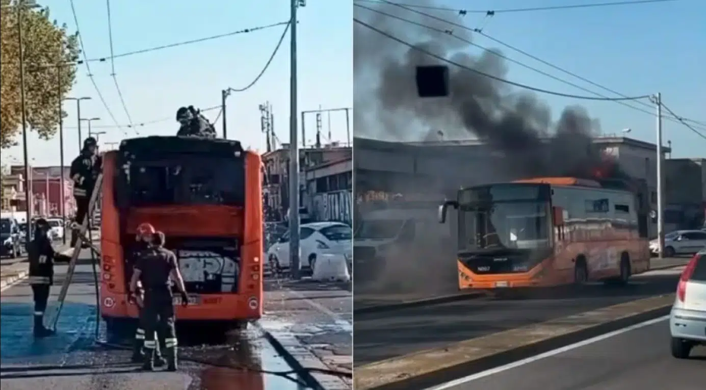 Incendio autobus Napoli Anm