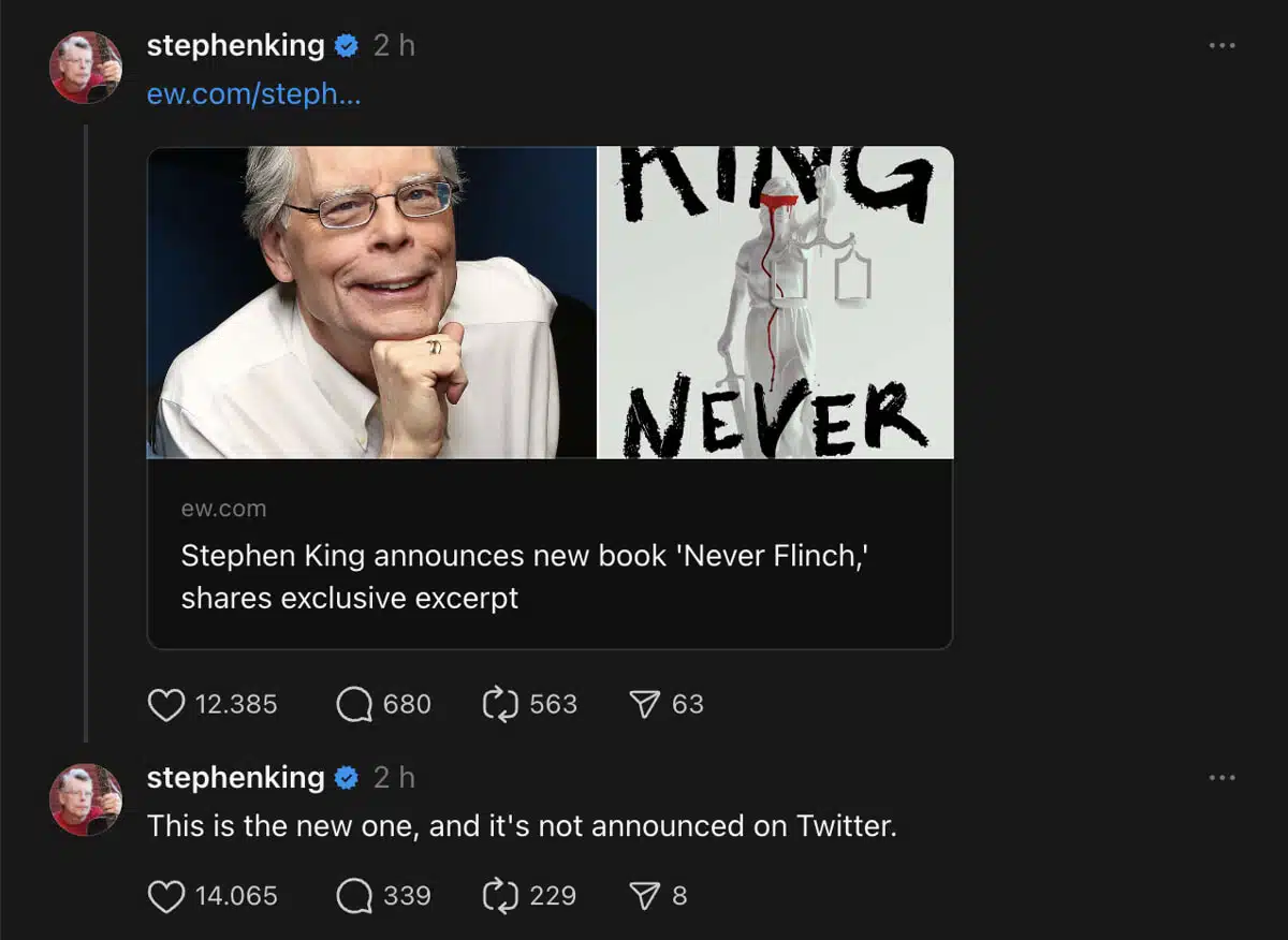 stephen king never flinch