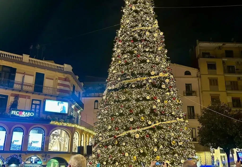 Luci Artista Salerno illuminato albero