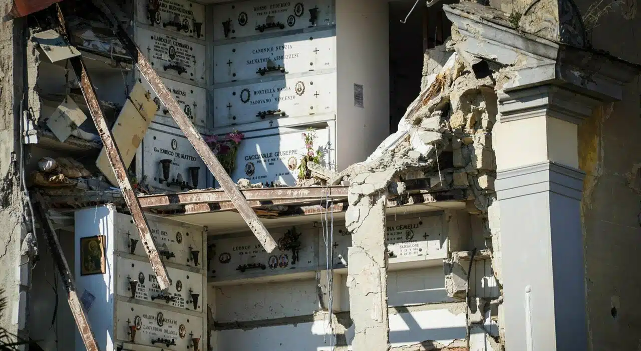 Napoli, crollo nel cimitero